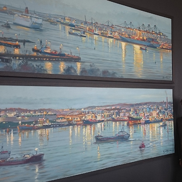 Konst, Beställningsmålningar, Göteborgs hamn, Carl Bjerkås, Göteborgskonstnär